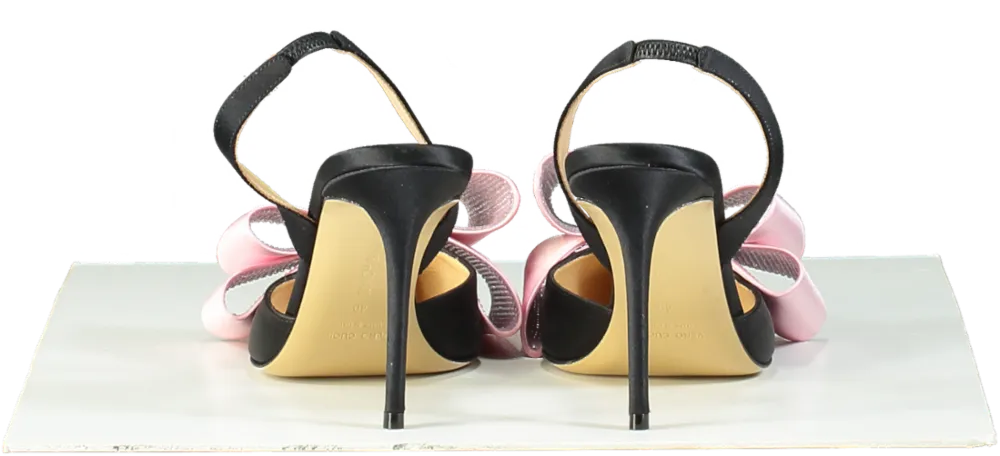 Mach & Mach Black and Pink Crystal Bow Slingback Heels EU 40 UK 7