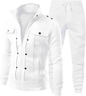 Men's 2 Piece Polo Tracksuit Set Matching Sweatshirt Hoodie Corset Sweatpants Sweatsuit Active Jackets and Pants
