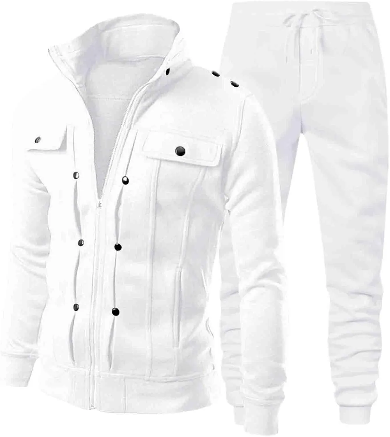 Men's 2 Piece Polo Tracksuit Set Matching Sweatshirt Hoodie Corset Sweatpants Sweatsuit Active Jackets and Pants