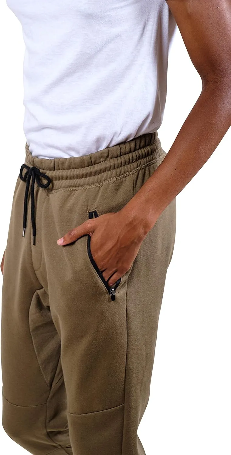 Men's Fleece Jogger Pants Active Zipper Pocket Sweatpants