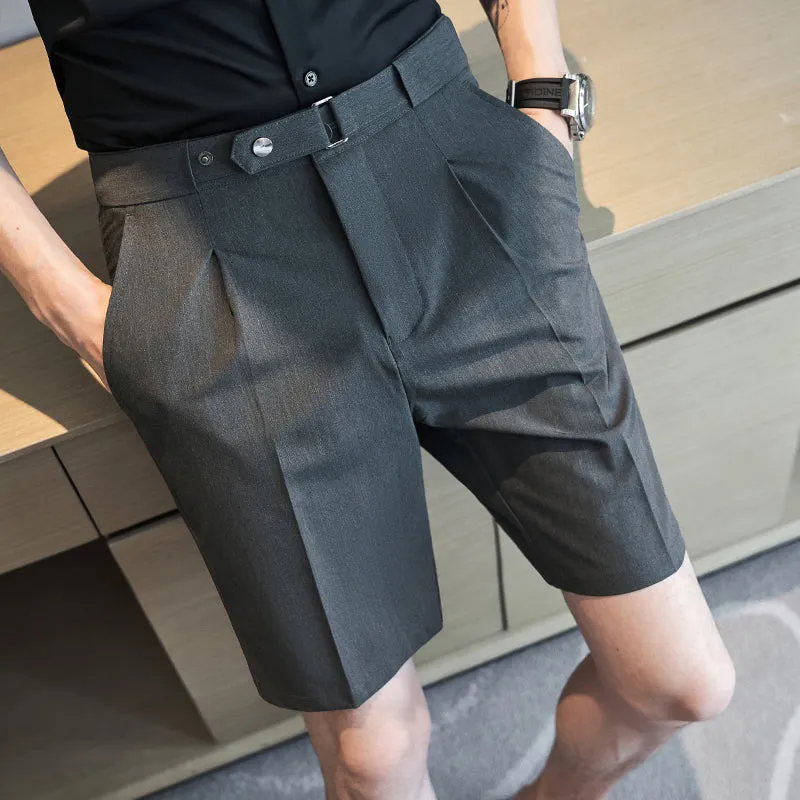 Men's Straight Business British Style Pocket Solid Color Suit Pants
