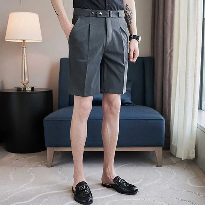 Men's Straight Business British Style Pocket Solid Color Suit Pants
