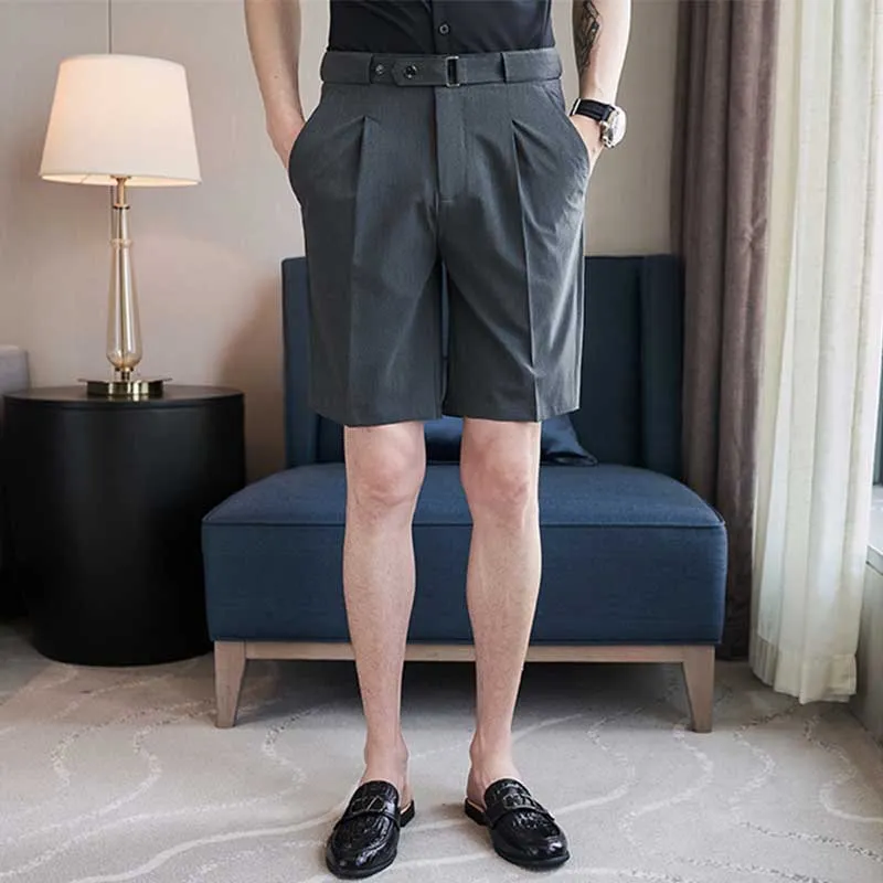 Men's Straight Business British Style Pocket Solid Color Suit Pants