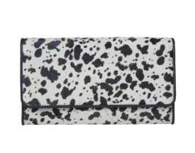 Myra cowhide womens wallet black and white