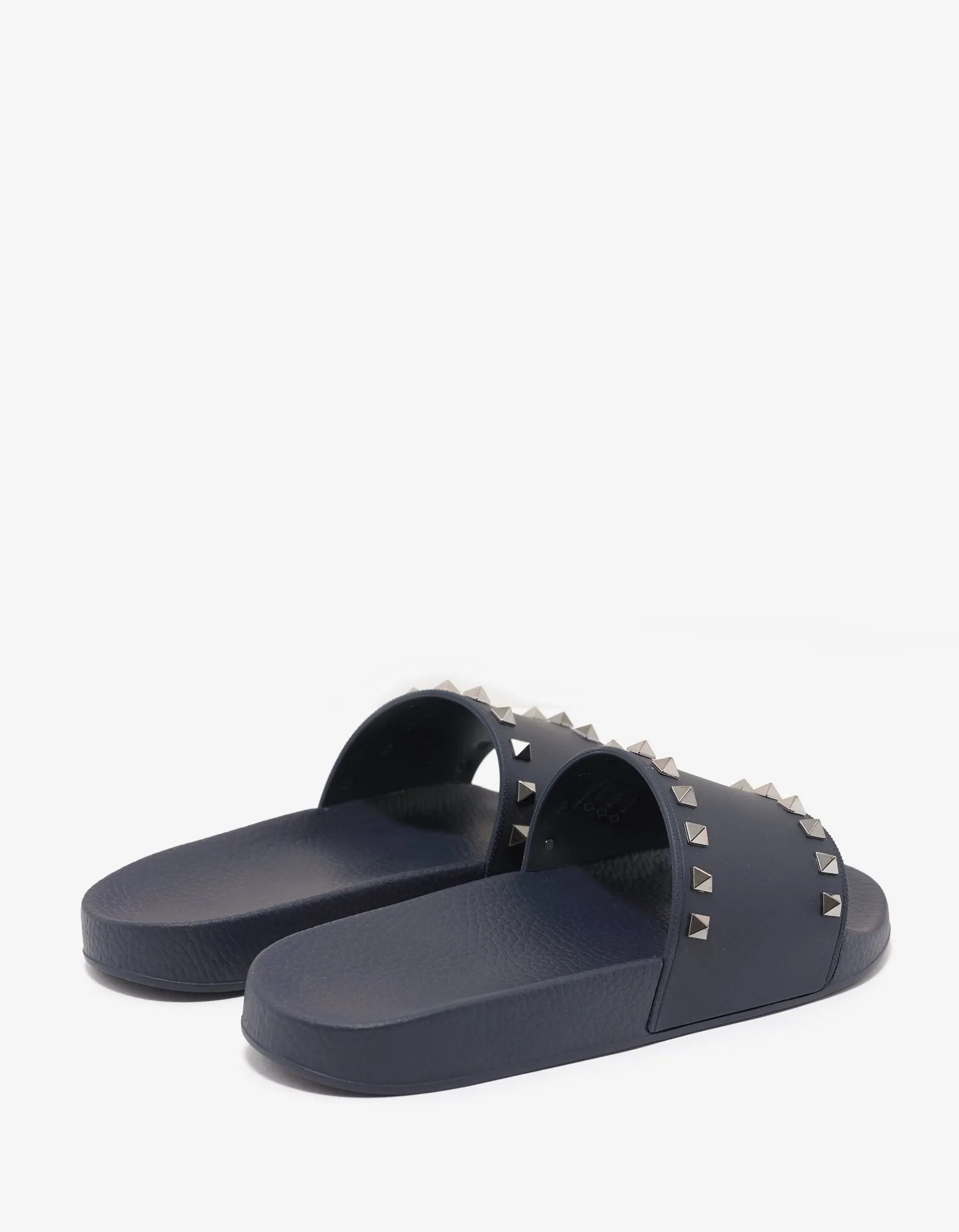 Navy Blue Rockstud Slide Sandals