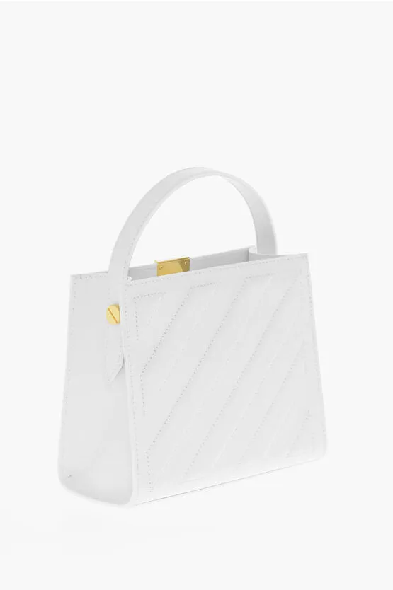 Off-White Leather CROSS Tote Bag with Golden Details Unica One size