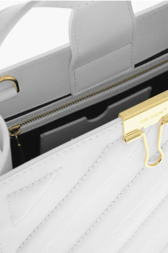 Off-White Leather CROSS Tote Bag with Golden Details Unica One size