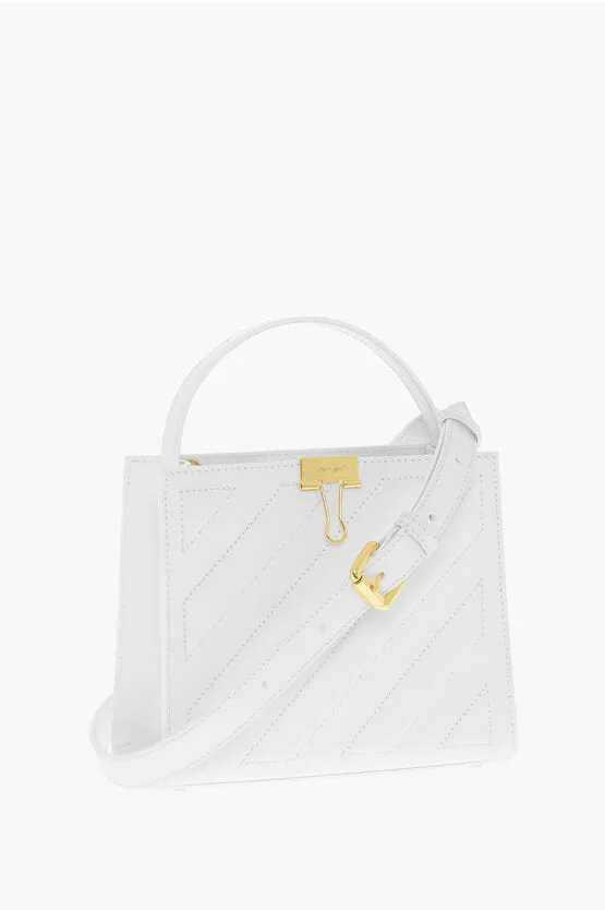 Off-White Leather CROSS Tote Bag with Golden Details Unica One size