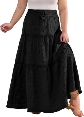 Othyroce Womens Plus Size Casual High Waist Tie Paisley Floral Print Long Maxi Skirt L-4X