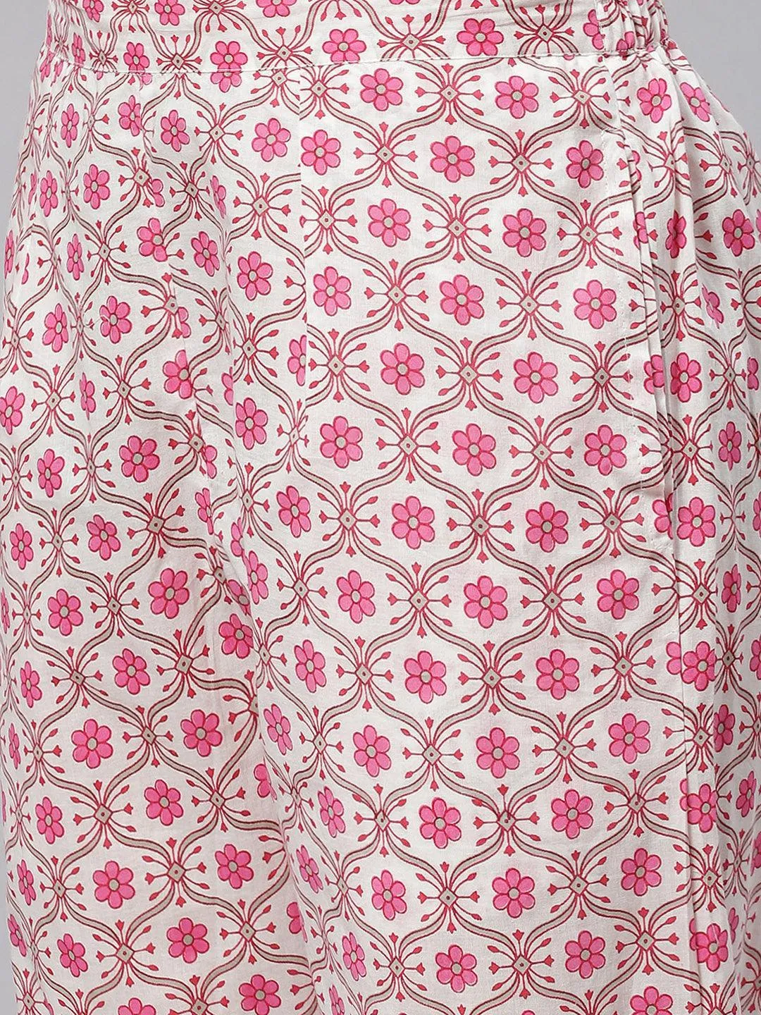 Pink Cotton Kurta Pant Set With Dupatta