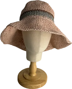 Pink Pink, Blue And Brown Striped Straw Hat