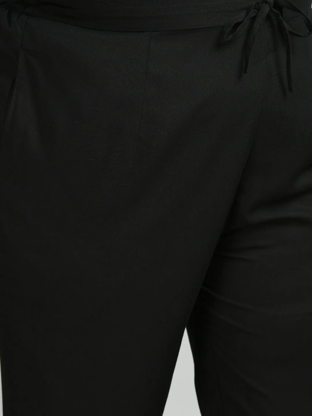 Plus Size Plus Size White Scalping Black Pants
