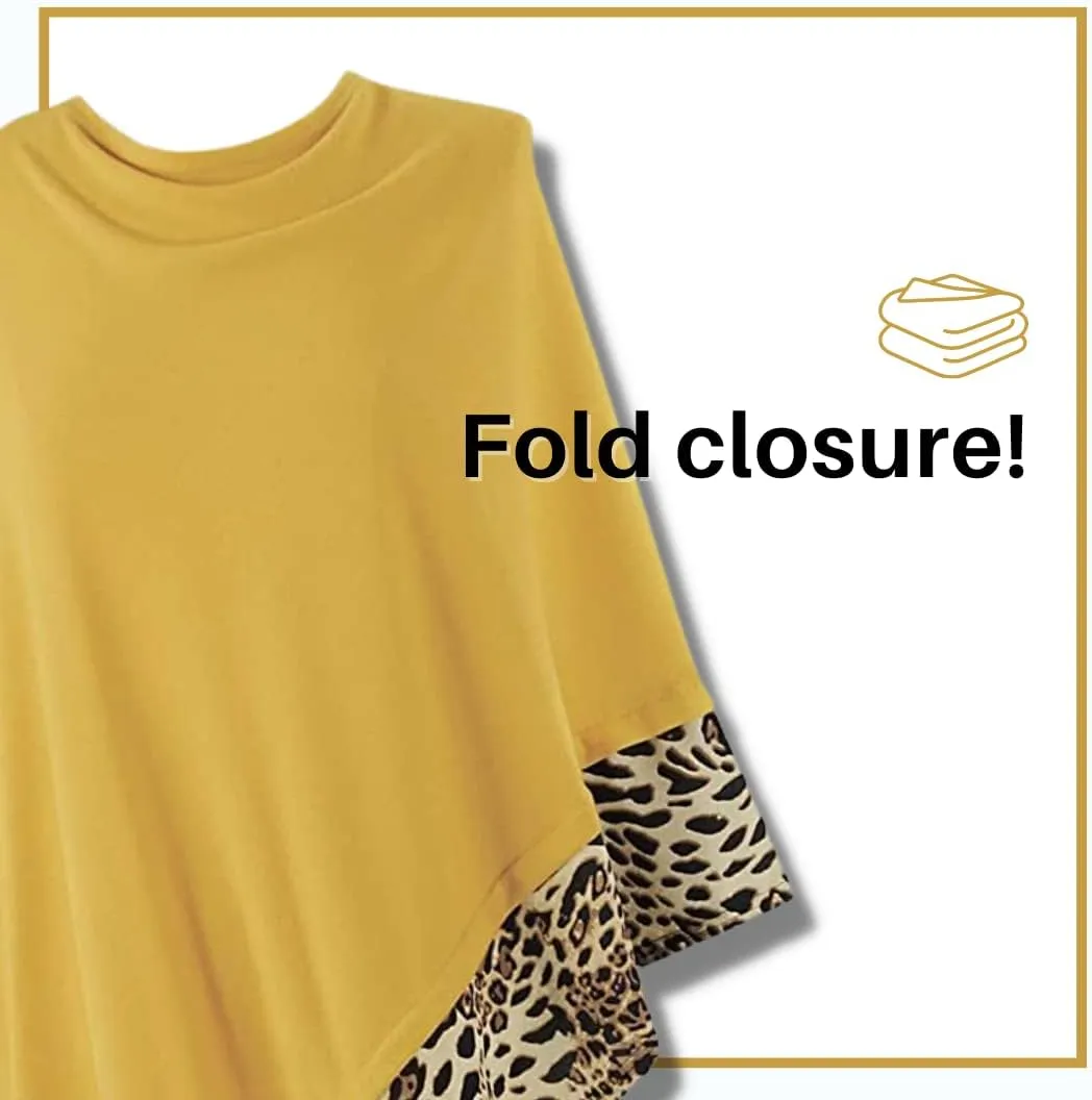 SAGEFINDS Leopard Trim Poncho | Lightweight Knit | Pullover Cape | Versatile Scarf for Spring, Summer, Fall