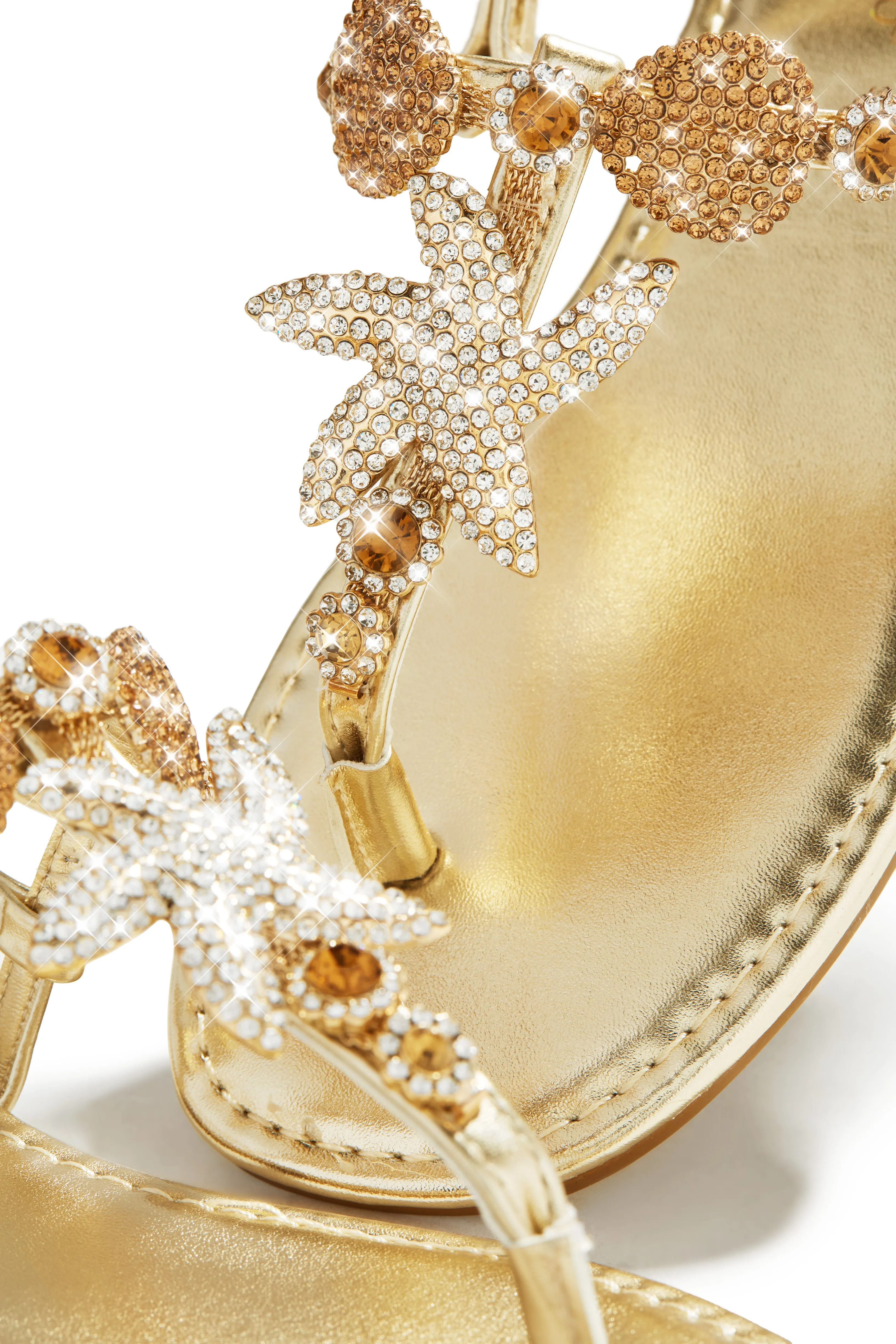Sea Goddess Embellished Sandals - Gold