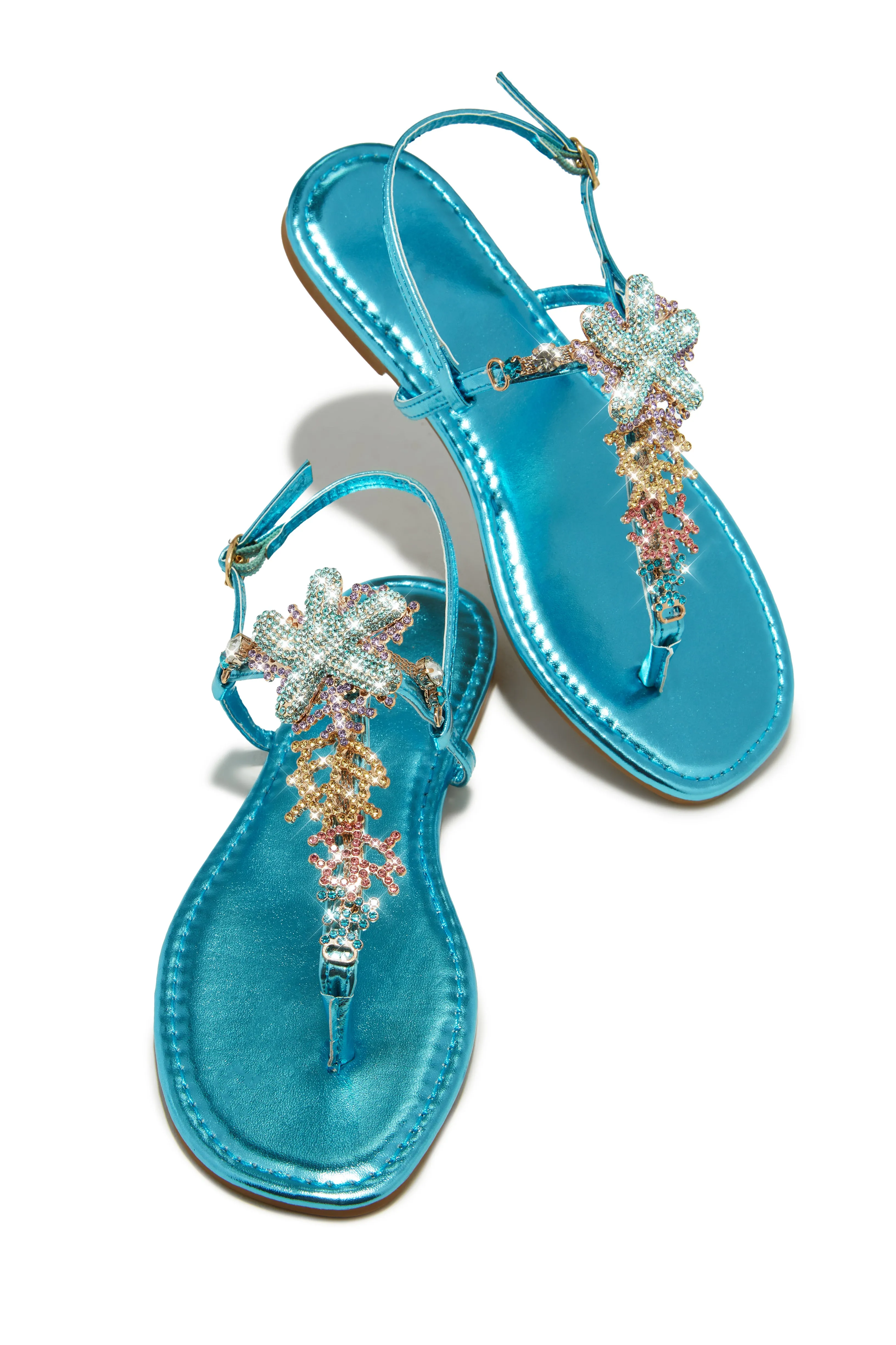 Sea Goddess Embellished Sandals - Gold