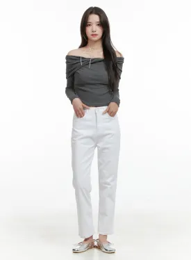 Solid Cotton Straight Pants OG412