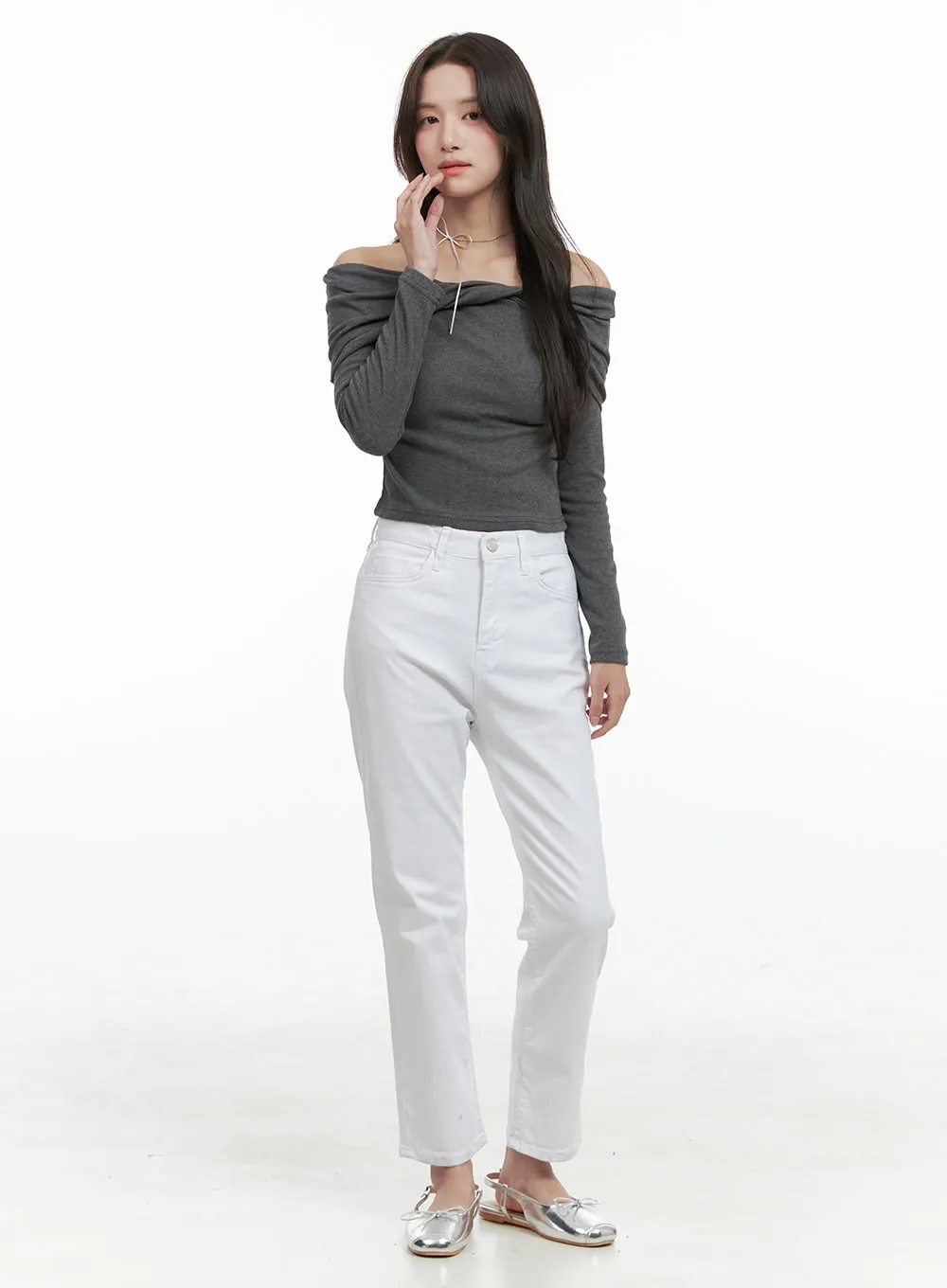 Solid Cotton Straight Pants OG412