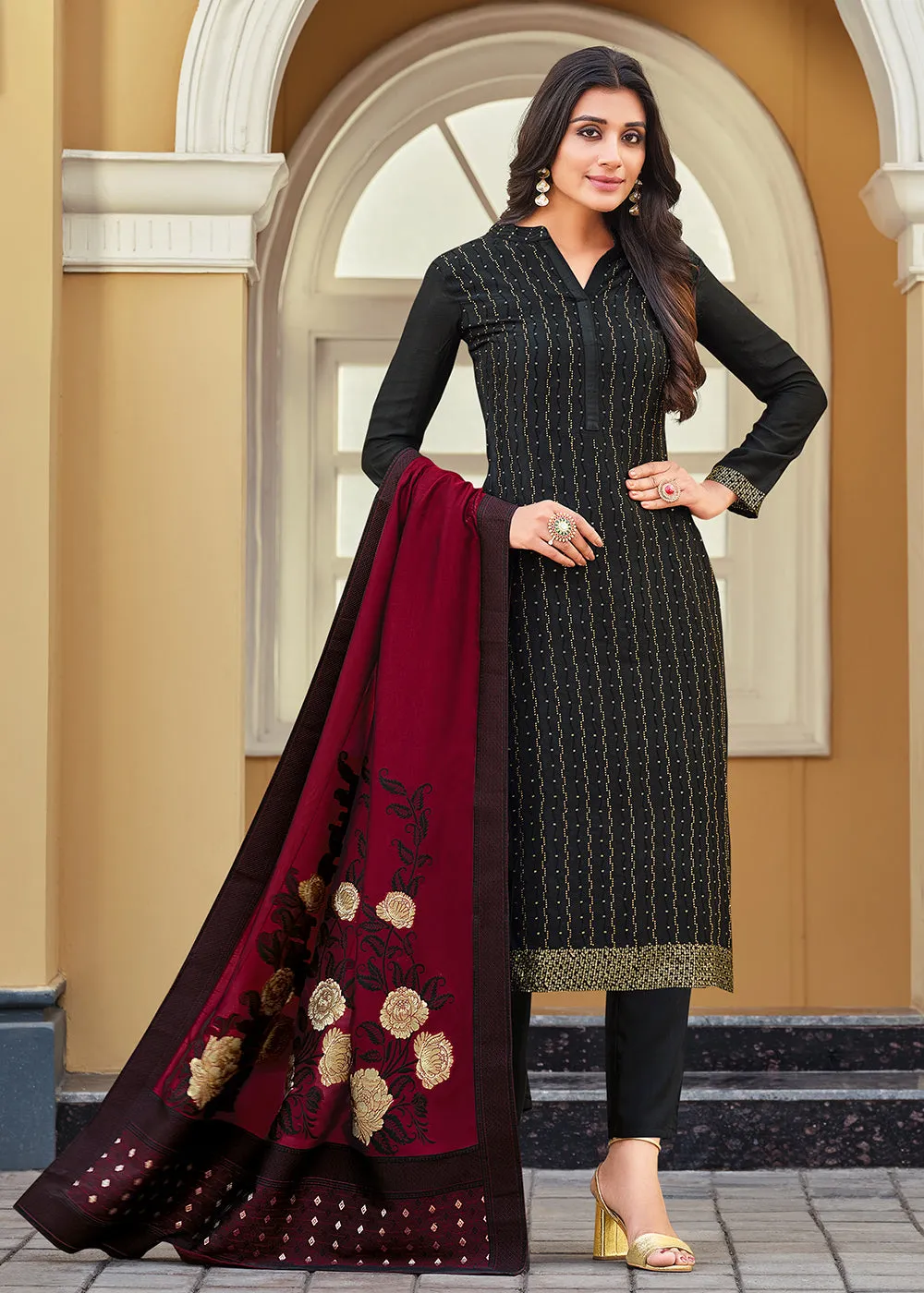 Swarovski Embroidered Aristocratic Black Pant Salwar Suit