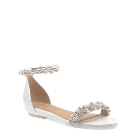 The Pashionista - White Satin Pearl Flat