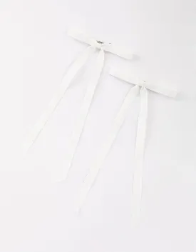 White Fabric Hair Bows Pack