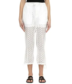 White Floral Eyelet Pants