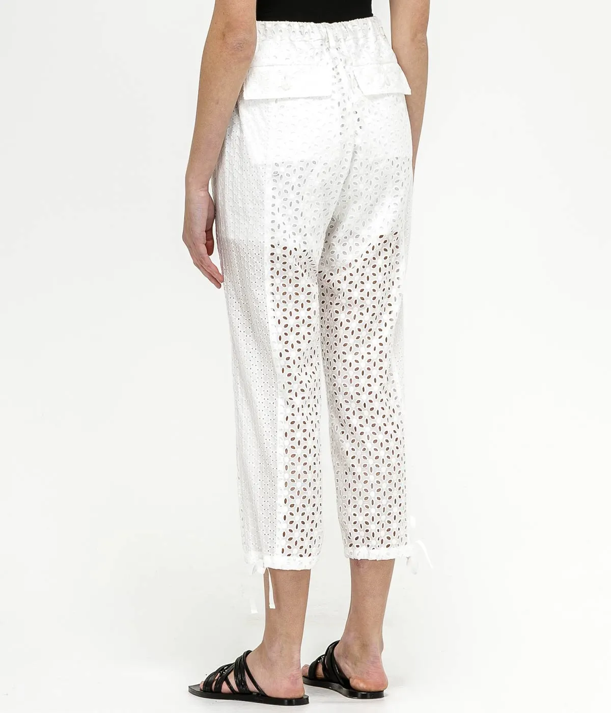White Floral Eyelet Pants