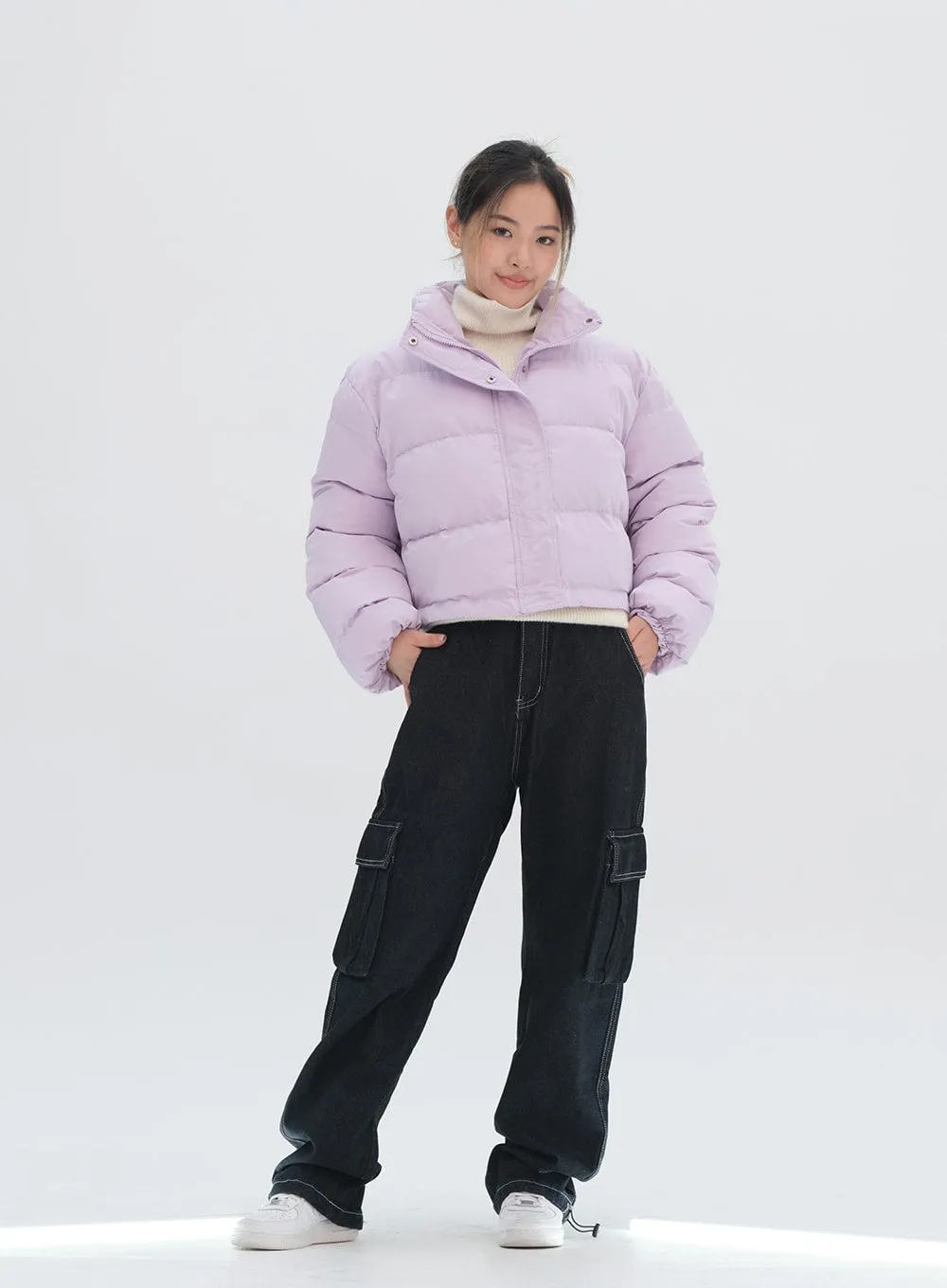 Wide Leg Denim Cargo Pants