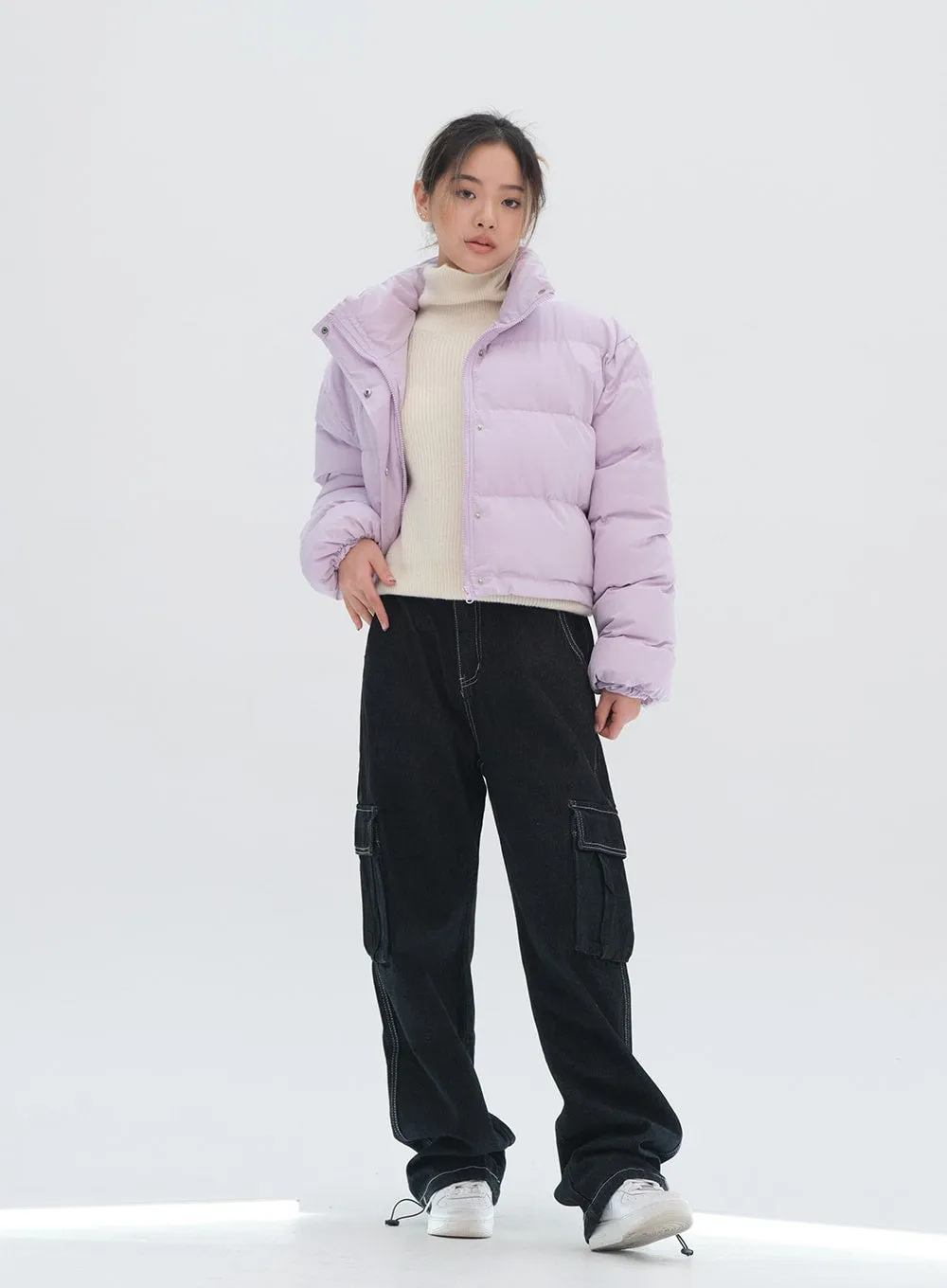 Wide Leg Denim Cargo Pants