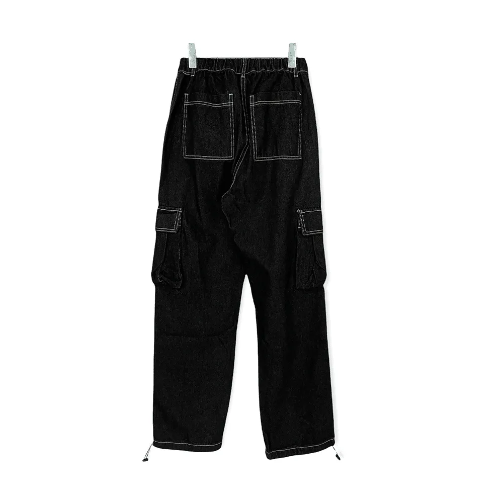 Wide Leg Denim Cargo Pants