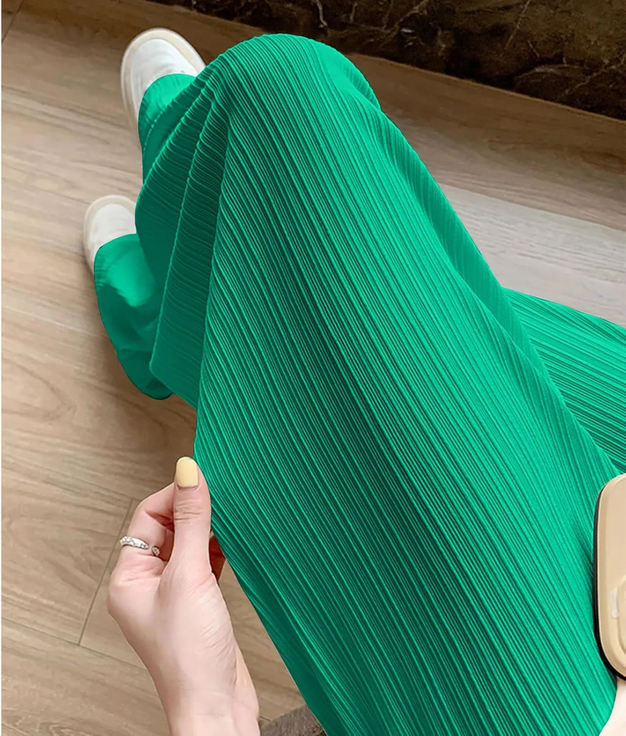 Wide Leg Pants for Women Summer High Waist Elastic Loose Fit Ice Silk Lounge Trouser Flowy Straight Palazzo Pants