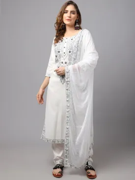 Women White Chinkankari Printed Kurta Set