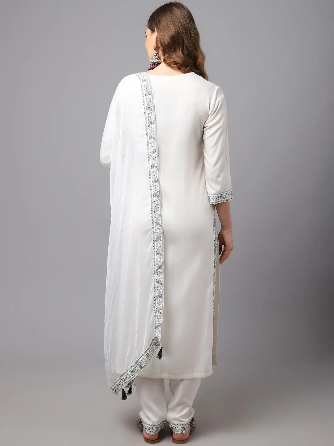 Women White Chinkankari Printed Kurta Set