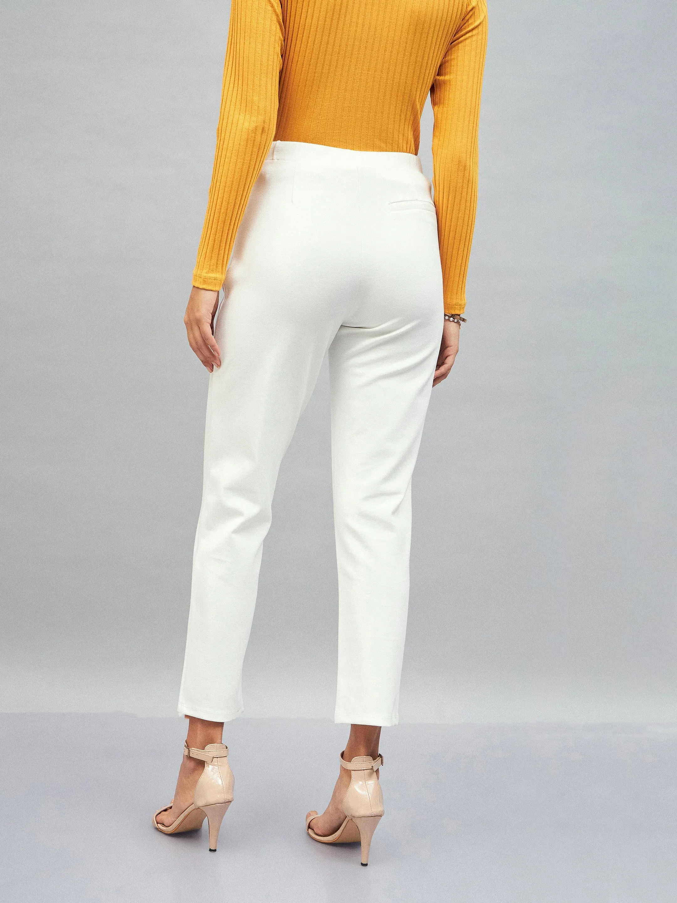 Women White Roma Tapered Pants