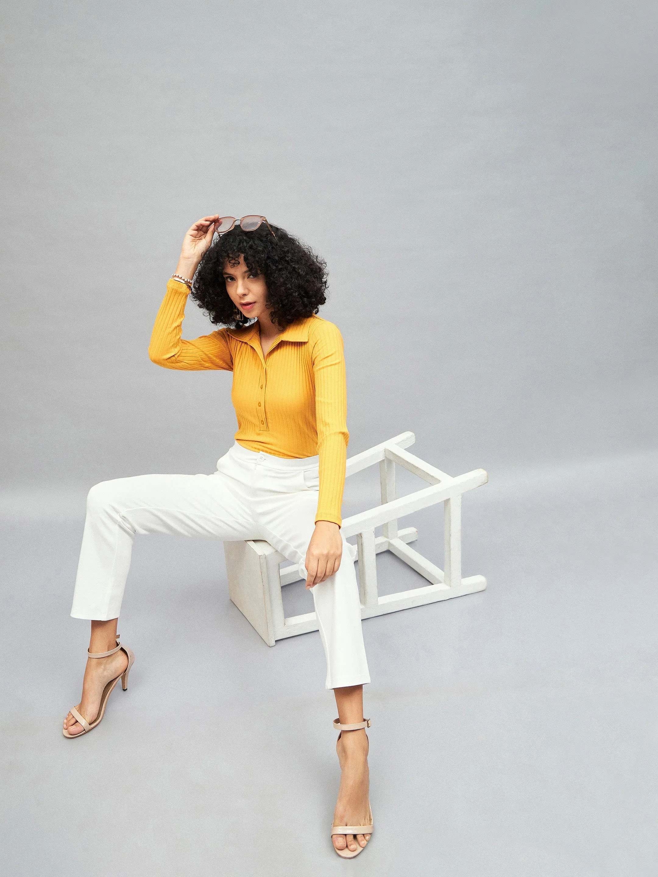 Women White Roma Tapered Pants