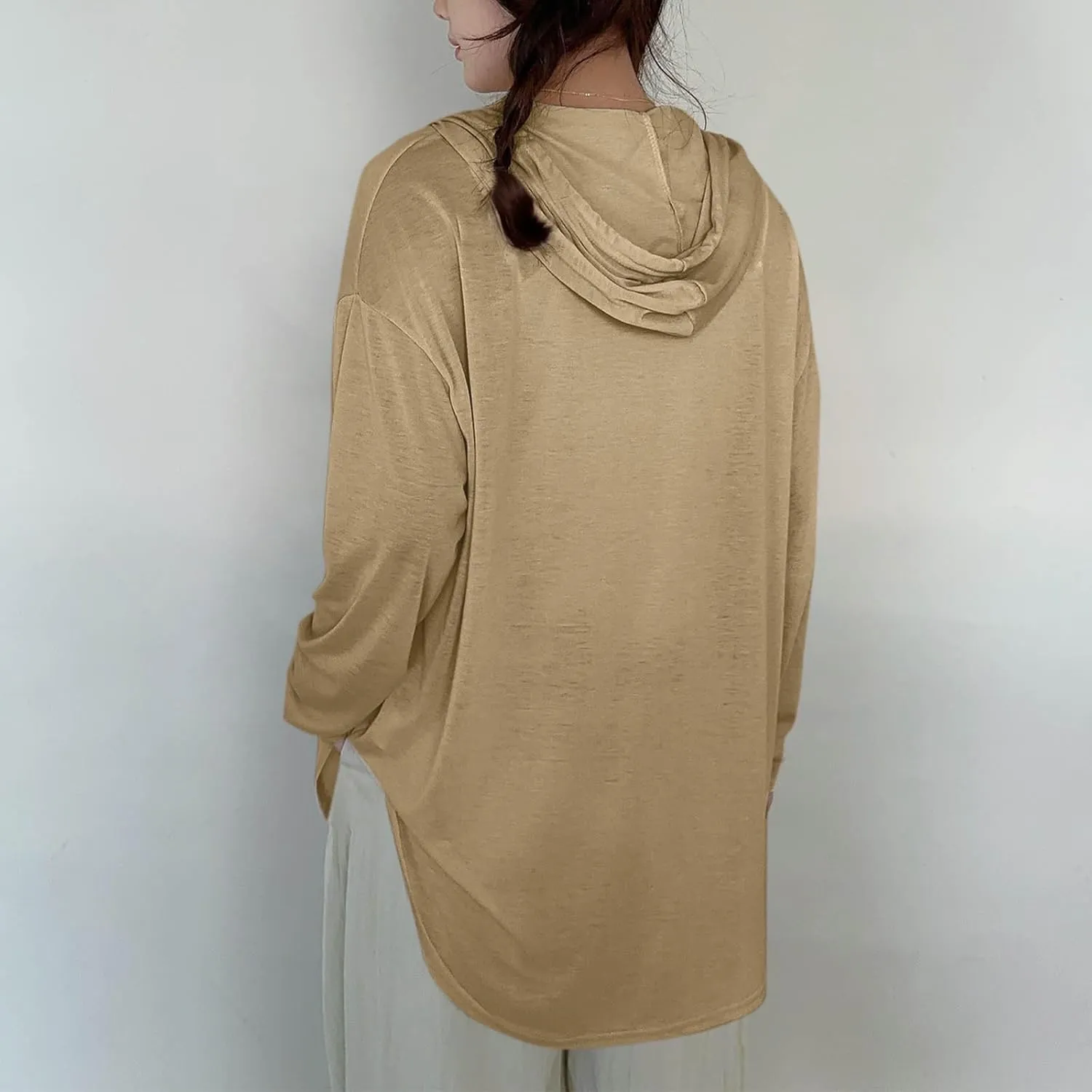 Womens Lightweight Casual Hoodie Cardigans Open Front Cover Ups Long Sleeve Outwear Coat Sun Protection Cover Clothes