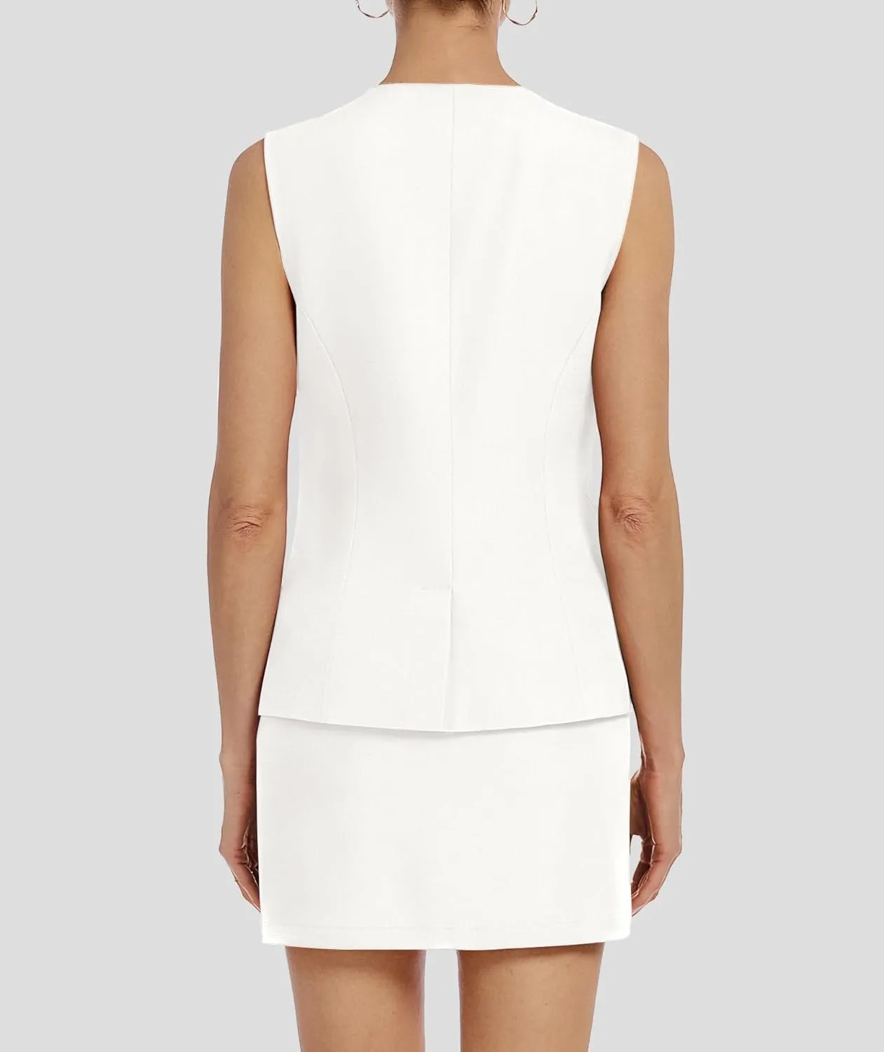 Womens Two Piece Blazer Outfits Skirt Set Button Down Vest Short Skort Crew Neck Summer Business Casual Suit